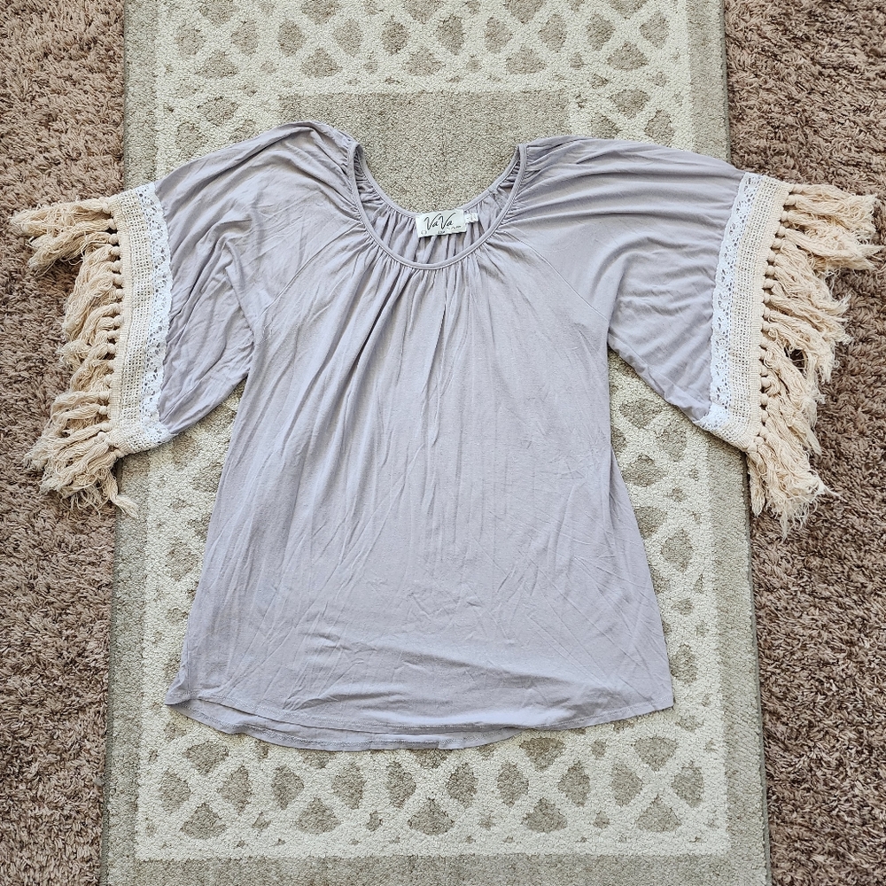 VaVa by Joy Han Boho Fringe Top